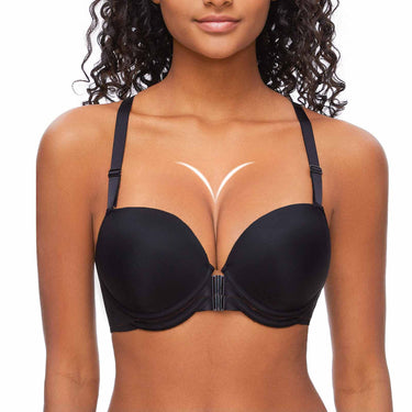 3855 Women's Push Up Front Closure Racerback Bra Soft Super Padded Underwire Lift Up Bras Add Cup Size