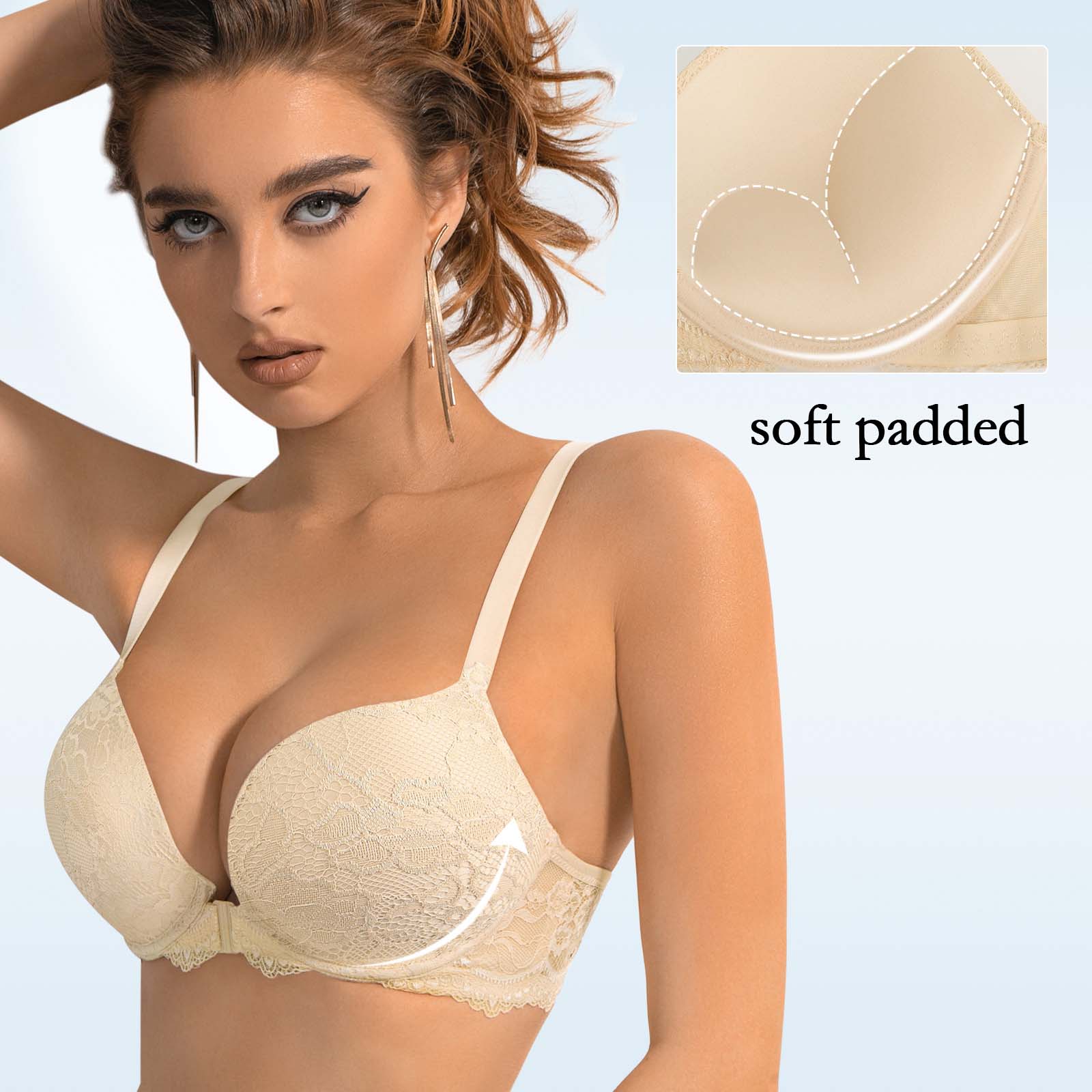 Vgplay Women's Strapless Bra with No Underwire Comfortable Push Up