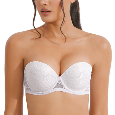 Vgplay Strapless Padded Push Up Bras with Clear Convertible Straps  Underwire Demi Multiway Brassiere, White 34A at  Women's Clothing  store