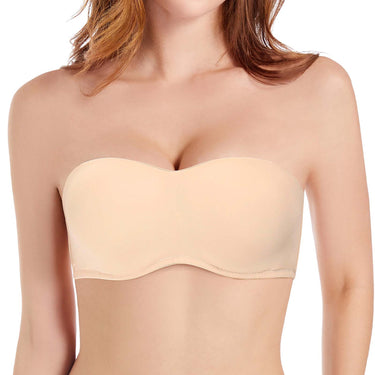 6880 Women's Strapless Bandeau Bra with Clear Straps Multiway Removable Pads Plus Size Bras for Large Bust