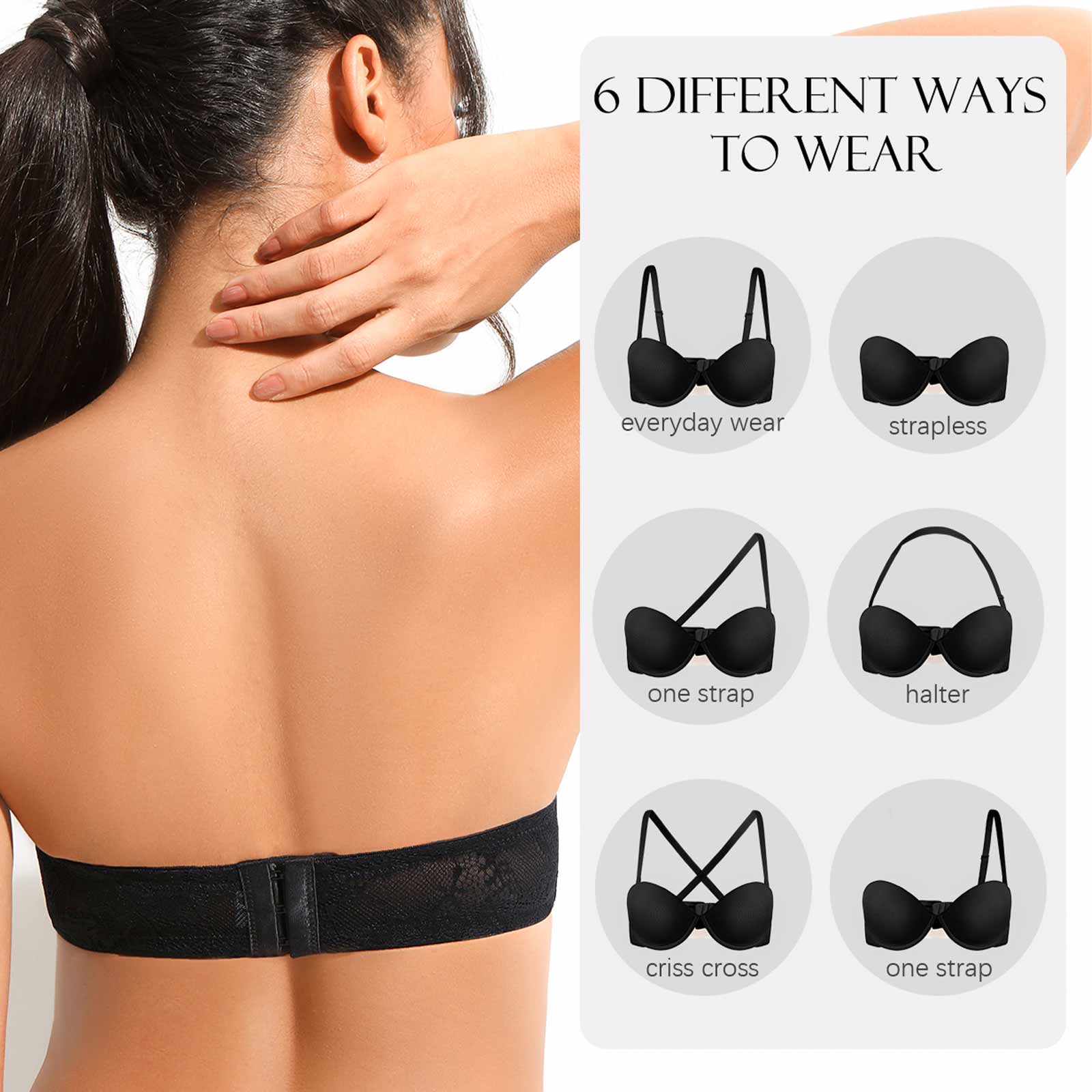 Vgplay Red Bras for Women Push Up Padded Convertible Multiway